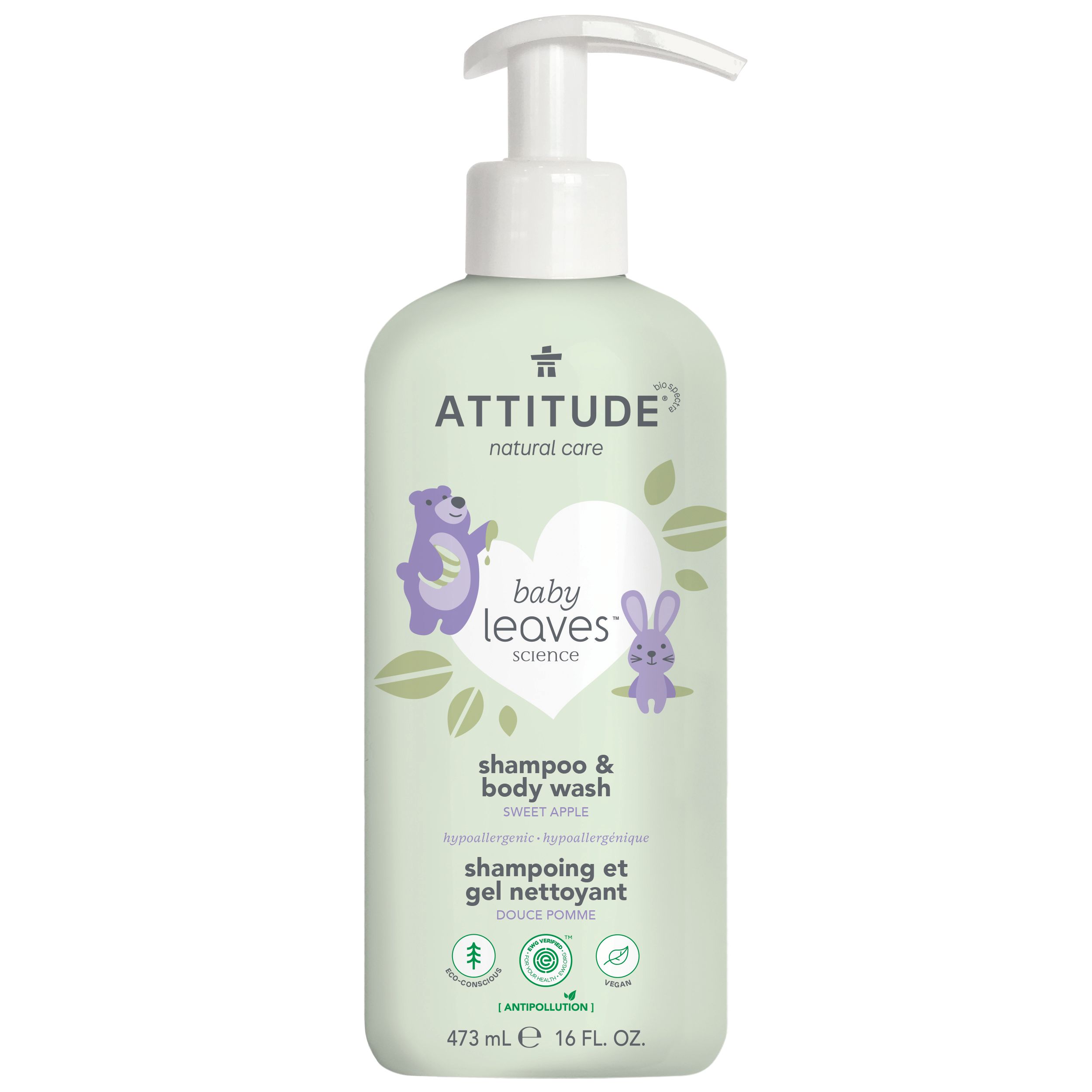 ATTITUDE Baby Leaves 2-in-1 Shampoo & Body Wash, Apple