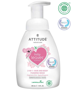 ATTITUDE Baby Leaves 2-in-1 Foaming Wash, Fragrance-Free